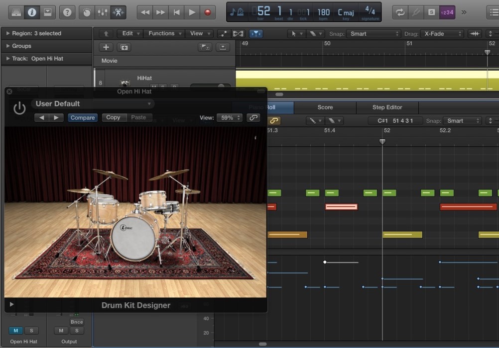 Creating drum beats in a digital audio workstation