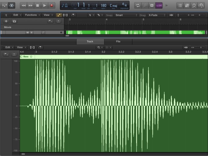 audio waveform in a digital audio workstation
